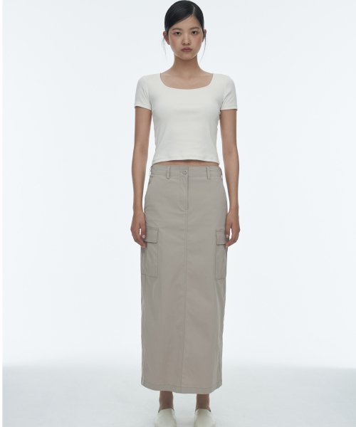 Womens Cargo Maxi Skirt [Light Beige]