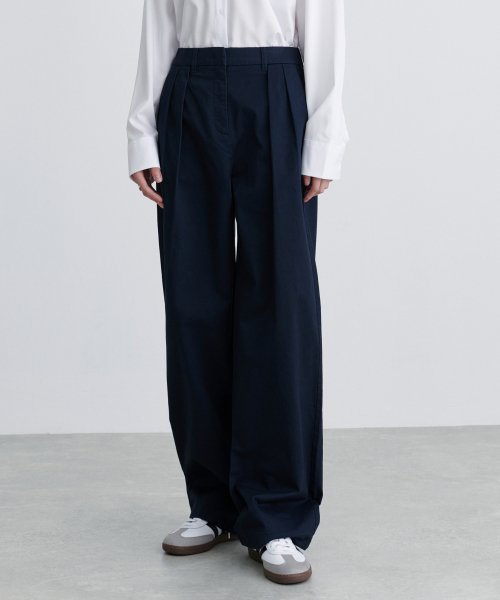 Женские широкие брюки чинос с двумя складками [Navy]