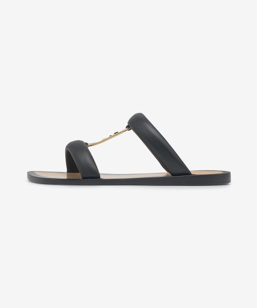 CC 26 Bow Sandal 55mm Black Gold Satin Sheepskin 609806