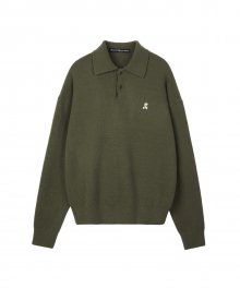 RR OVERSIZE POLO KNIT TOP GREEN