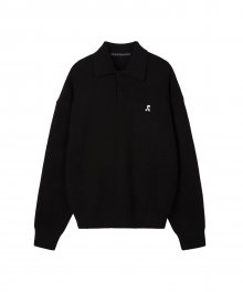 RR OVERSIZE POLO KNIT TOP BLACK