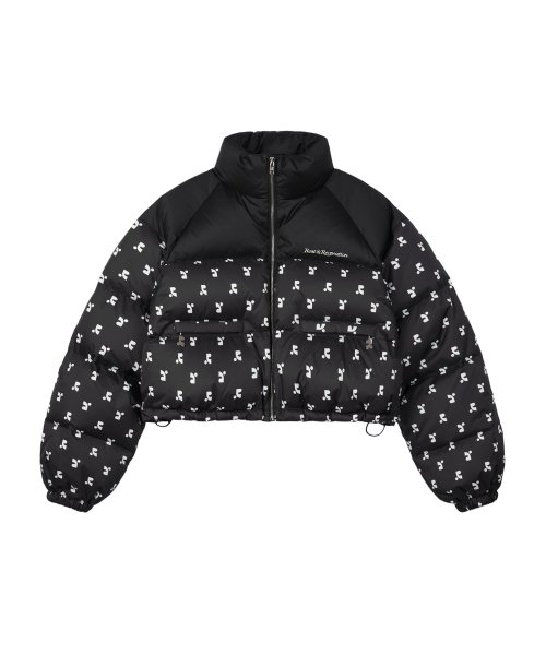 MUSINSA | REST&RECREATION RR LOGO PATTERN DOWN SHORT JACKET BLACK