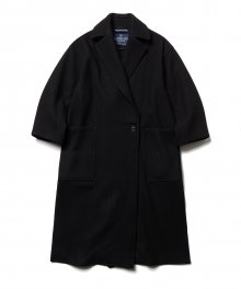 Slit Oversize Ladies Chester Coat - Black 6999