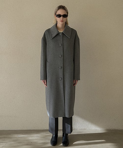 MUSINSA | CLET Single long wool coat (charcoal)