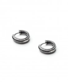 BA041 [Surgical steel] Black stirpe pattern earrings
