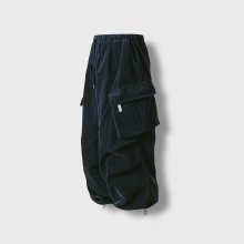 Corduroy Oblique Cargo Balloon Pants - Navy