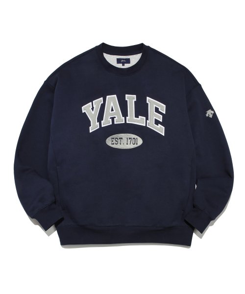 MUSINSA | YALE [YALE x Descente] HEAVY-WEIGHT POCKET CREWNECK NAVY