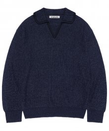 TWO TONE COLLAR KNIT [NAVY]