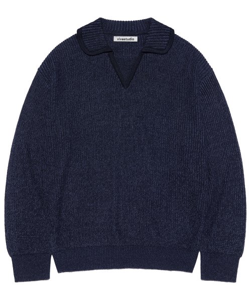 TWO TONE COLLAR вязаный [темно-синий]