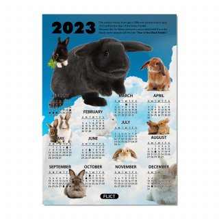 플릭트(FLICT) 검은 토끼 2023 달력 유광 포스터(A2 Size)