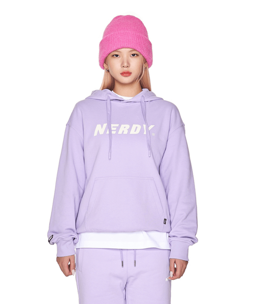 MUSINSA | NERDY Big Logo Pullover Hoodie (23SS) Light Purple