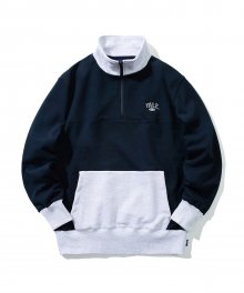 SMALL 2 TONE ARCH LOGO HALF ZIP UP NAVY / GRAY