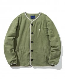 NO COLLAR FLEECE JACKET OLIVE