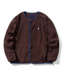 WARM UP NO COLLAR FLEECE CARDIGAN BROWN