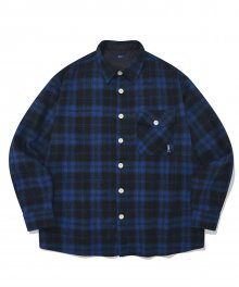 HEAVY FLANNEL ONE POCKET CHECK SHIRT BLUE