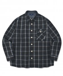 HEAVY WOOL ONE POCKET CHECK SHIRT BLUE