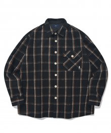 HEAVY WOOL ONE POCKET CHECK SHIRT ORANGE