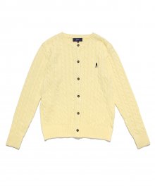 WOMENS HERITAGE CABLE KNIT CARDIGAN YELLOW