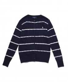 WOMEN HERITAGE CABLE KNIT CARDIGAN STRIPE