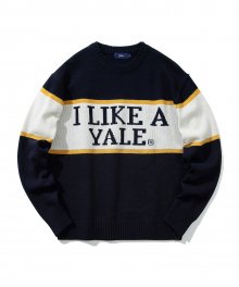 LAMBSWOOL I LIKE A YALE KNIT CREWNECK NAVY