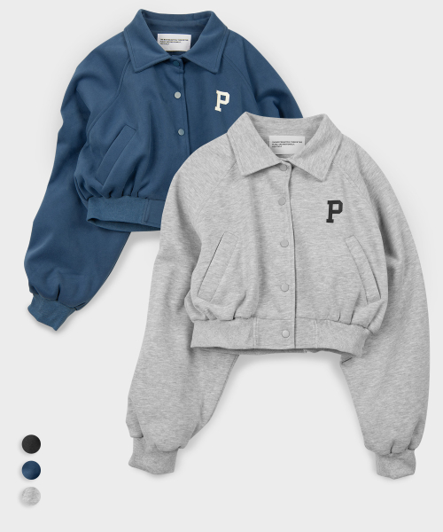 플레이스 스튜디오() 오버핏 크롭 카라 스타디움 버튼 코튼 자켓 점퍼 블루종 상품 이미지