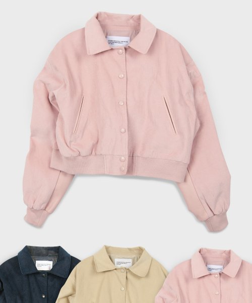 플레이스 스튜디오() 골덴 카라 크롭 바시티 스타디움 레더 배색 자켓 점퍼 상품 이미지