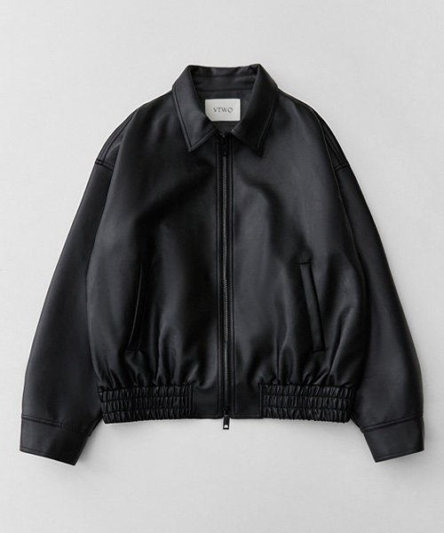 MUSINSA | VTWO 8091 Vegan Leather Single Elasticated Jacket_Black