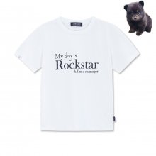 MY dog is Rockstar T-shirt (CROP VER.) (White)