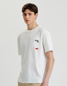 아이보리 남성 원 포인트 반팔 라운드 티셔츠_DXTS3B411IV