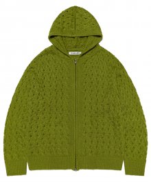 CABLE TWISTED HOODED ZIP UP [GREEN]