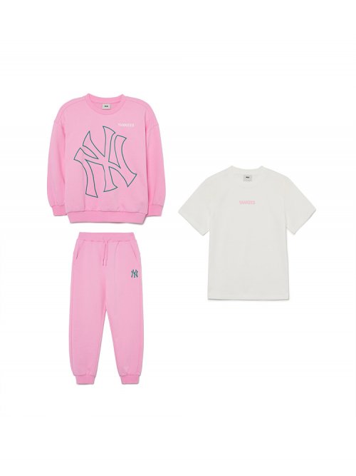 엠엘비 키즈(MLB KIDS) 베이직 빅로고 여아 맨투맨 세트 (3set) NY (Pink) - 129,000 | 무신사 스토어