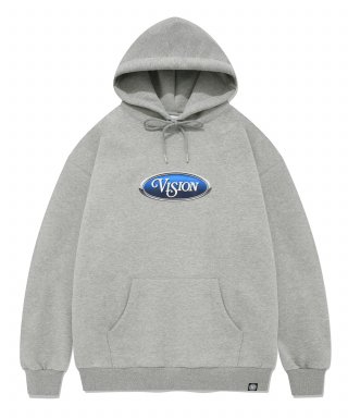 비전스트릿웨어(VISION STREETWEAR) VSW blue Oval Logo Hoodie Melange Gray 상품 이미지