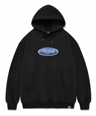 비전스트릿웨어(VISION STREETWEAR) VSW blue Oval Logo Hoodie Black 상품 이미지