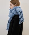 Wool Long Wide Muffler [Blue]