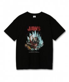 (20수)jaws 오버핏 프린팅 티셔츠_블랙