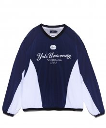 [YALE x NICEWEATHER] V NECK JERSEY CREWNECK NAVY