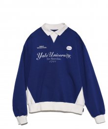 [YALE x NICEWEATHER] COLLAR CREWNECK BLUE