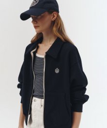 UNISEX CREST LOGO COLLAR ZIP-UP BLOUSON FRENCH NAVY_UDTS3A118N2