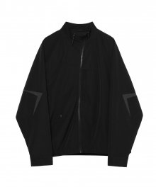 Curved Line Zipper Jacket - Black