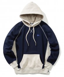 REVERSE WEAVE STITCH HOODIE NAVY/ OATMEAL