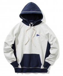 REVERSE WEAVE STITCH HOODIE GRAY/ NAVY