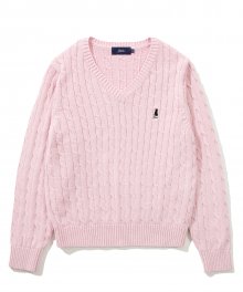 WOMENS HERITAGE UNIVERSITY DAN V NECK CABLE KNIT PINK