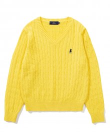 WOMENS HERITAGE UNIVERSITY DAN V NECK CABLE KNIT YELLOW