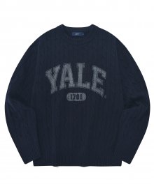 2 TONE ARCH LOGO CABLE KNIT NAVY