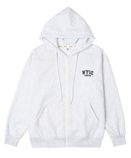 Базовый худи на молнии с логотипом колледжа Light Grey