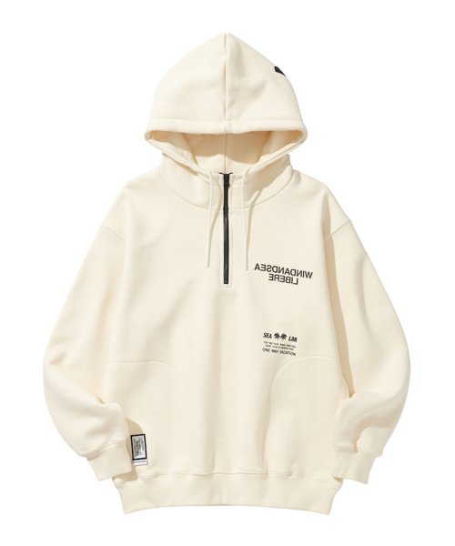 WDS X LIBERE HARF-ZIP HOODIE / WHITE
