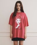 원더비지터(WONDERVISITOR) Hush overfit T-shirt [Pink]