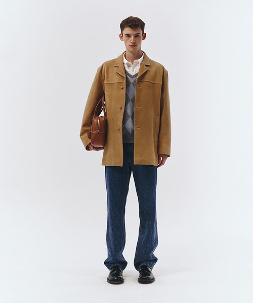 MUSINSA | DUNST UNISEX SUEDE HALF JACKET CAMEL_M_UDJA3A103CM