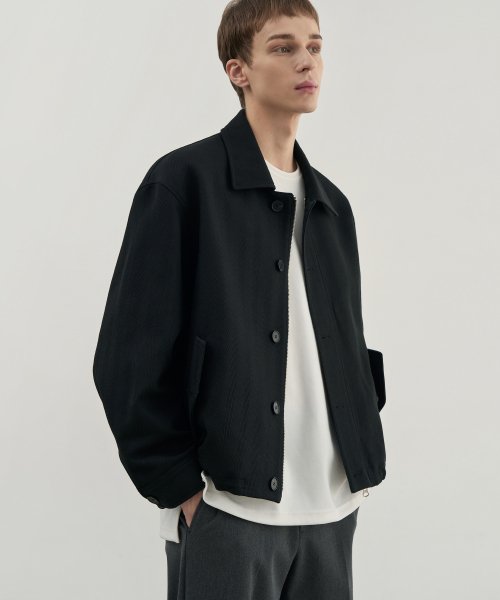 MUSINSA | DRAWFIT Cotton Twill String Jacket [BLACK]