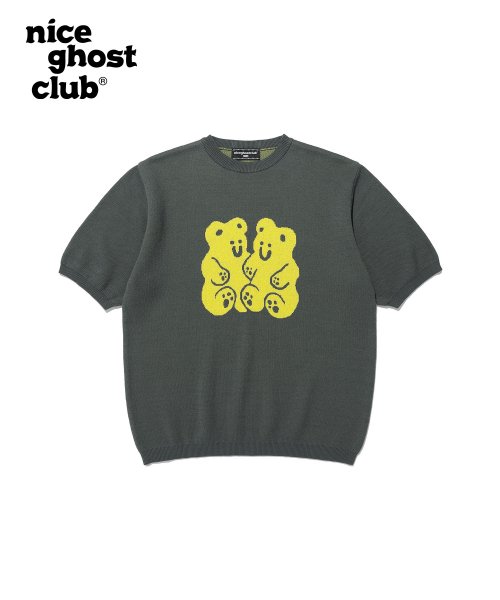 MUSINSA | NICE GHOST CLUB Gumi Bear Knit Half Tea_Charcoal